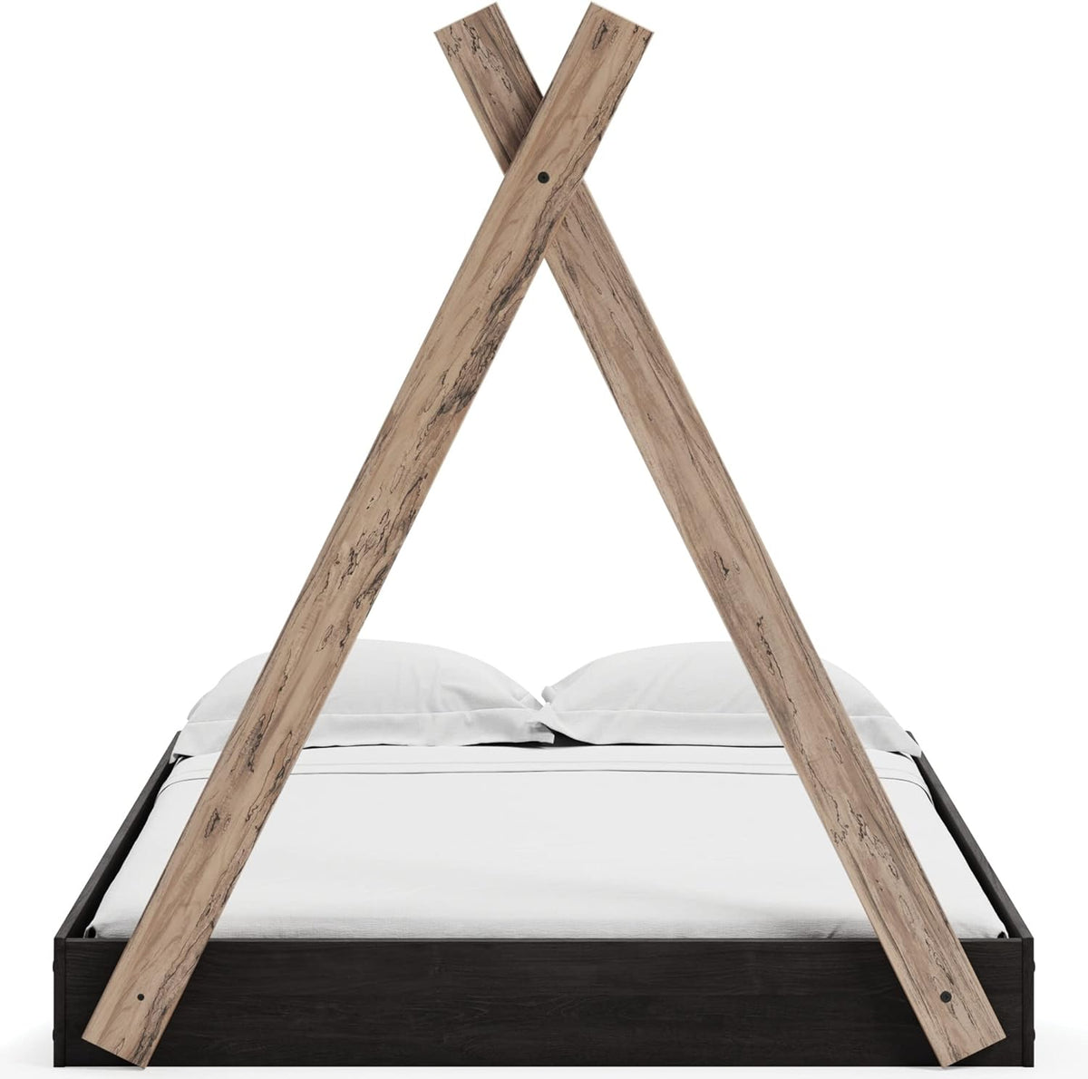 Full Tent Complete Bed in Box Dark Gray Natural Wood B148
