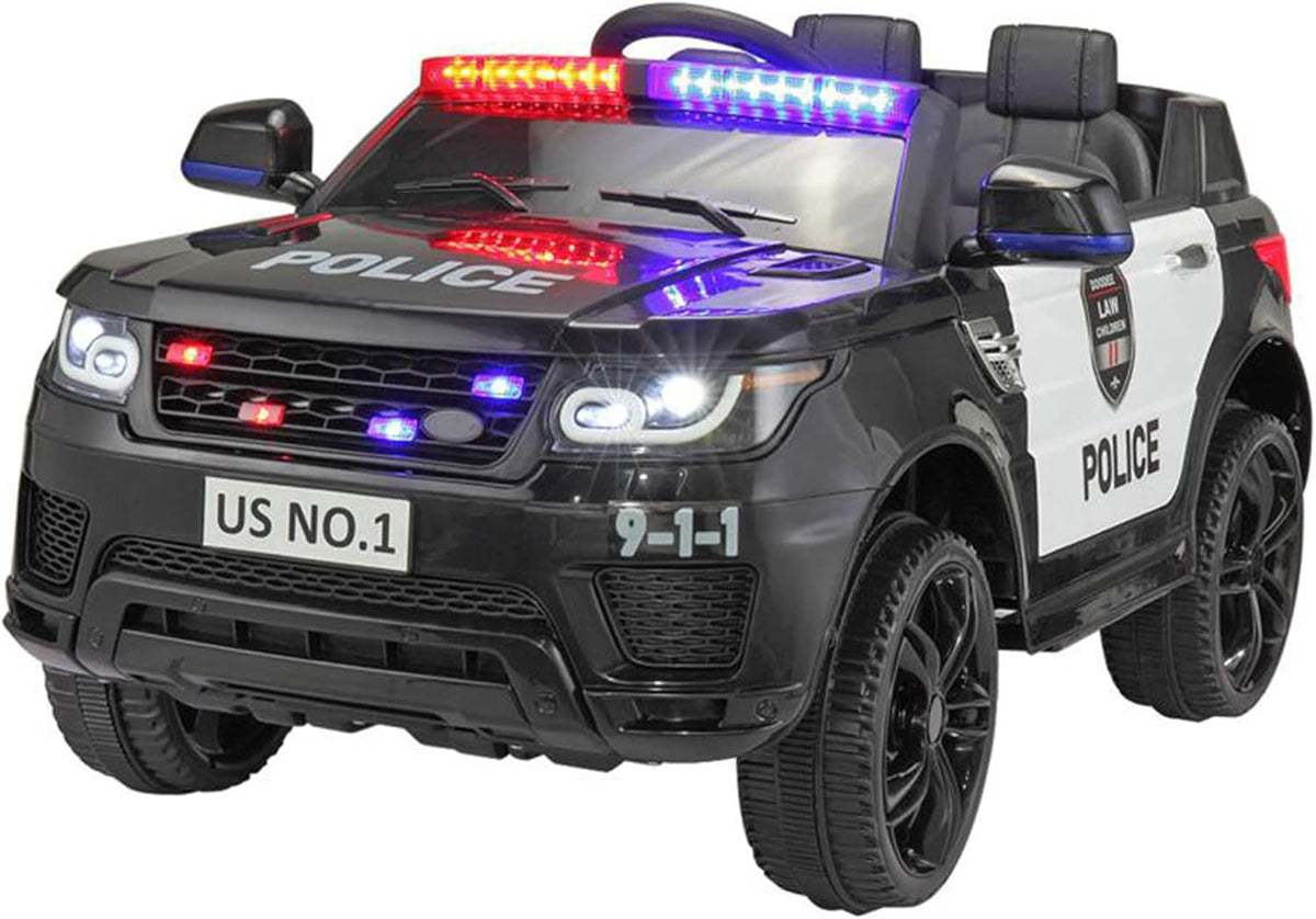 12V Kids Ride On Police Car with Remote Control, Black D301608