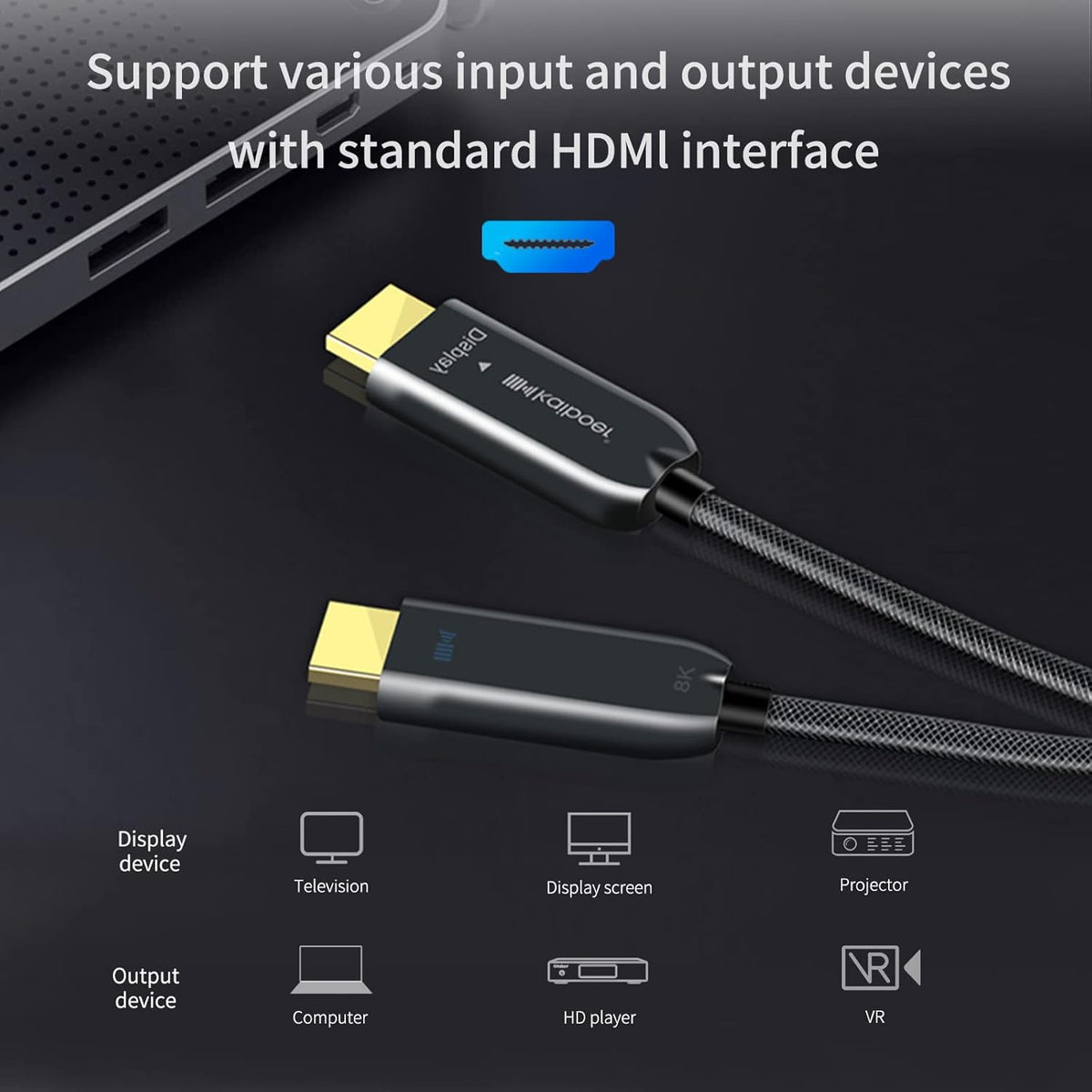 Fiber Optic HDMI Cable 49 Feet 8K 48Gbps K93210