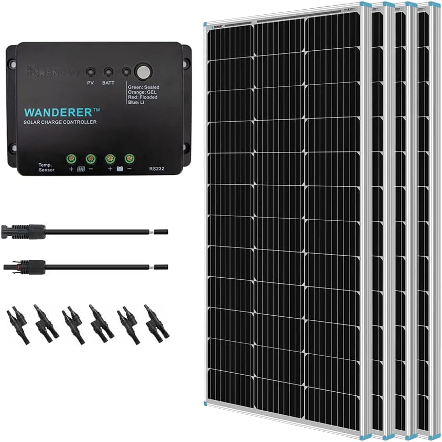 400 Watt 12 Volt Monocrystalline Solar Panel Kit with 40A MPPT Charge Controller S707017