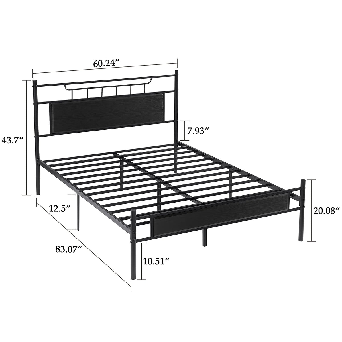 Queen Platform Bed Frame with Wooden Headboard I77957