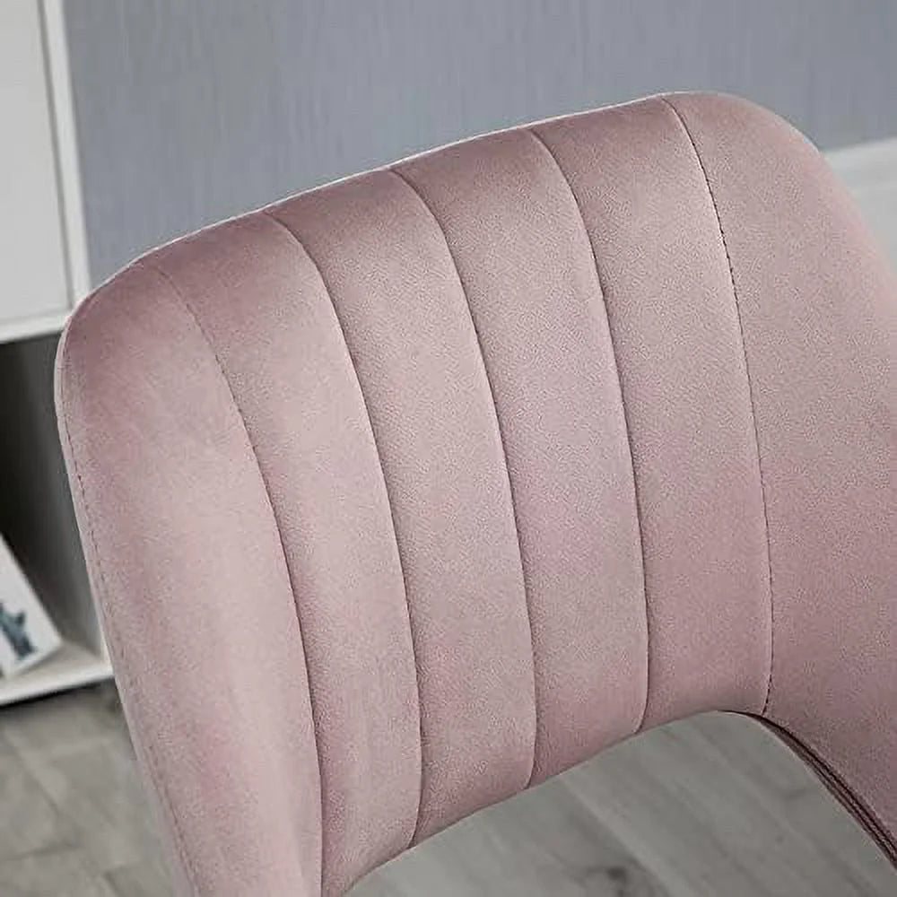 Pink Velvet Armless Swivel Office Chair X17337