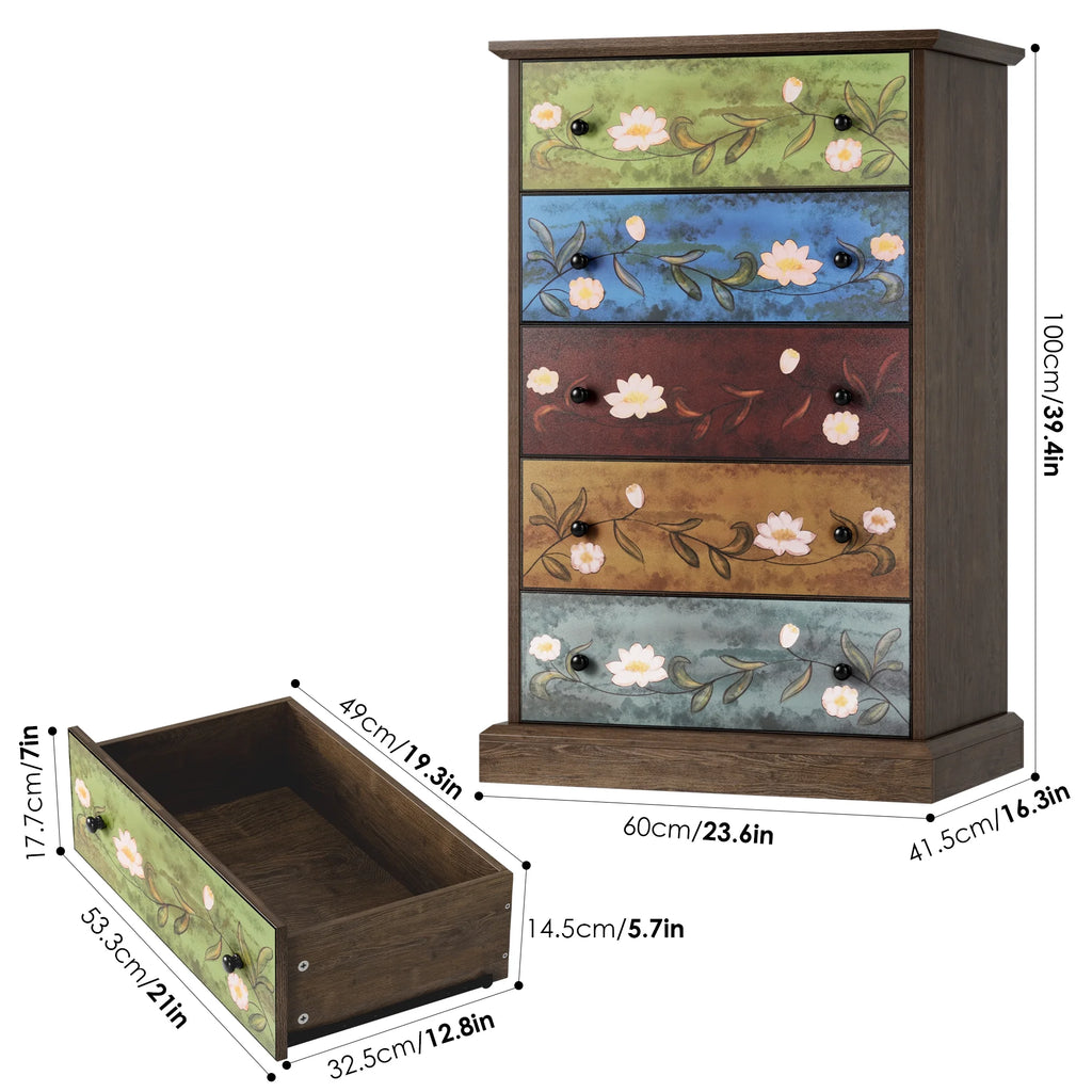 5 Drawer Wood Dresser K39371