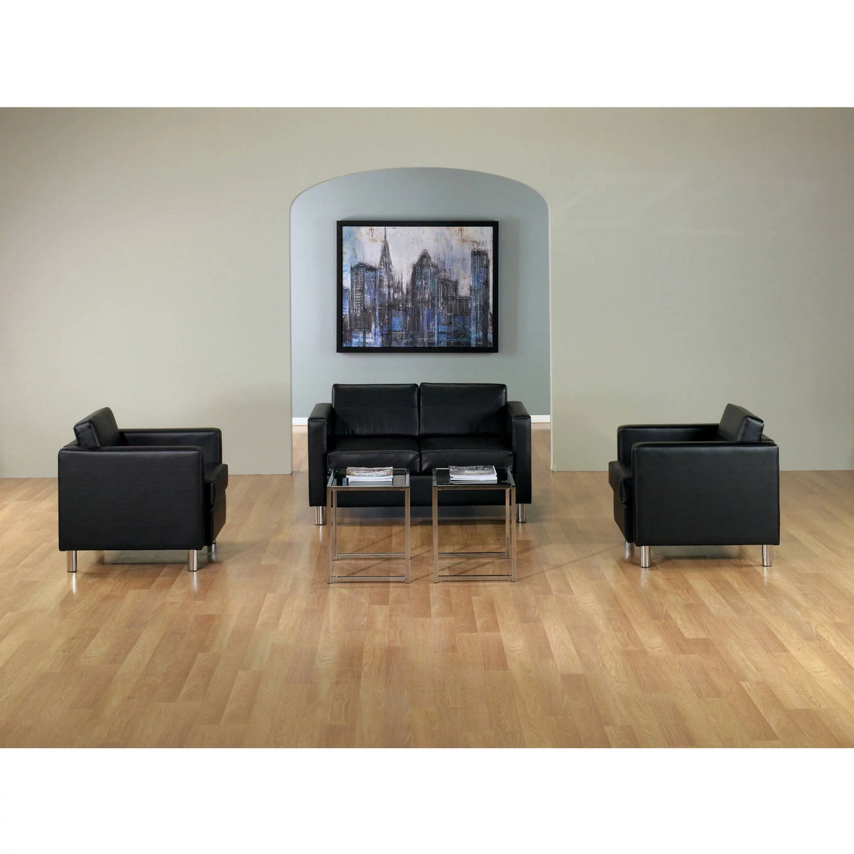 Black Faux Leather Sofa J469836