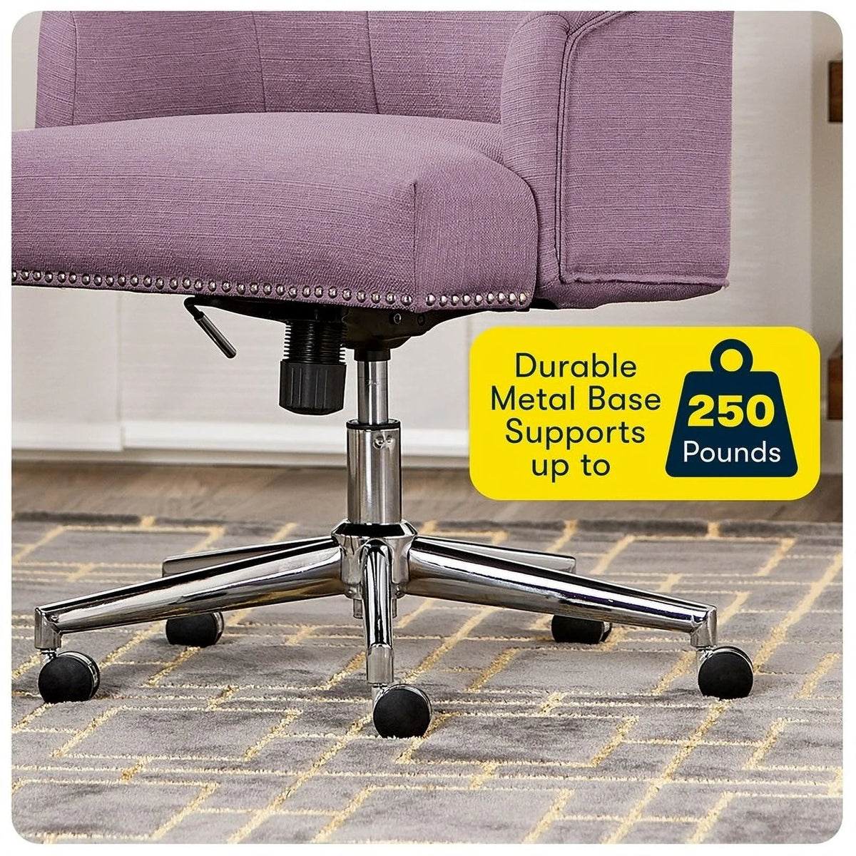 Modern Fabric Home Office Chair with Memory Foam in Lilac V175
