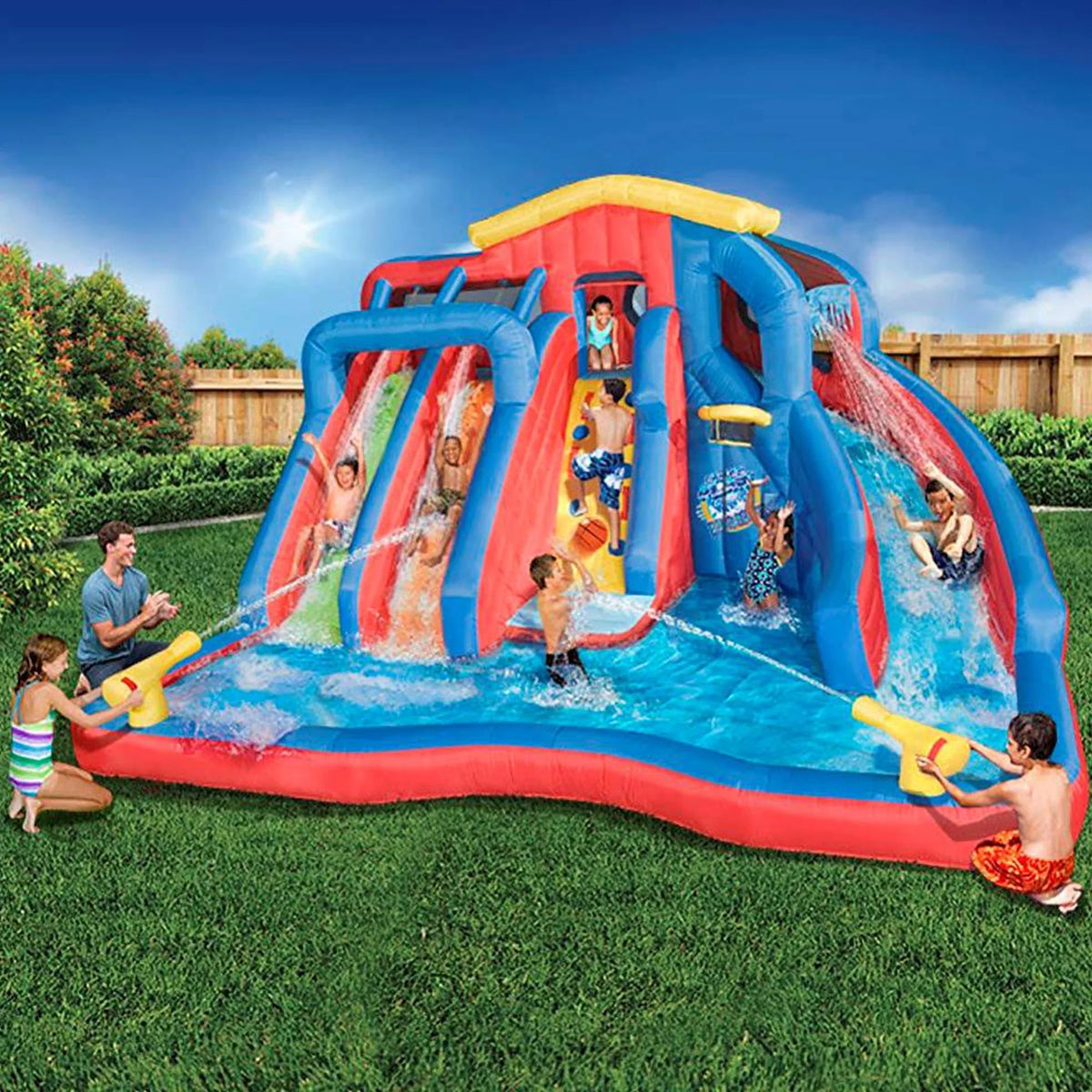 Inflatable Play Water Park with Slides and Water Cannons Q59926