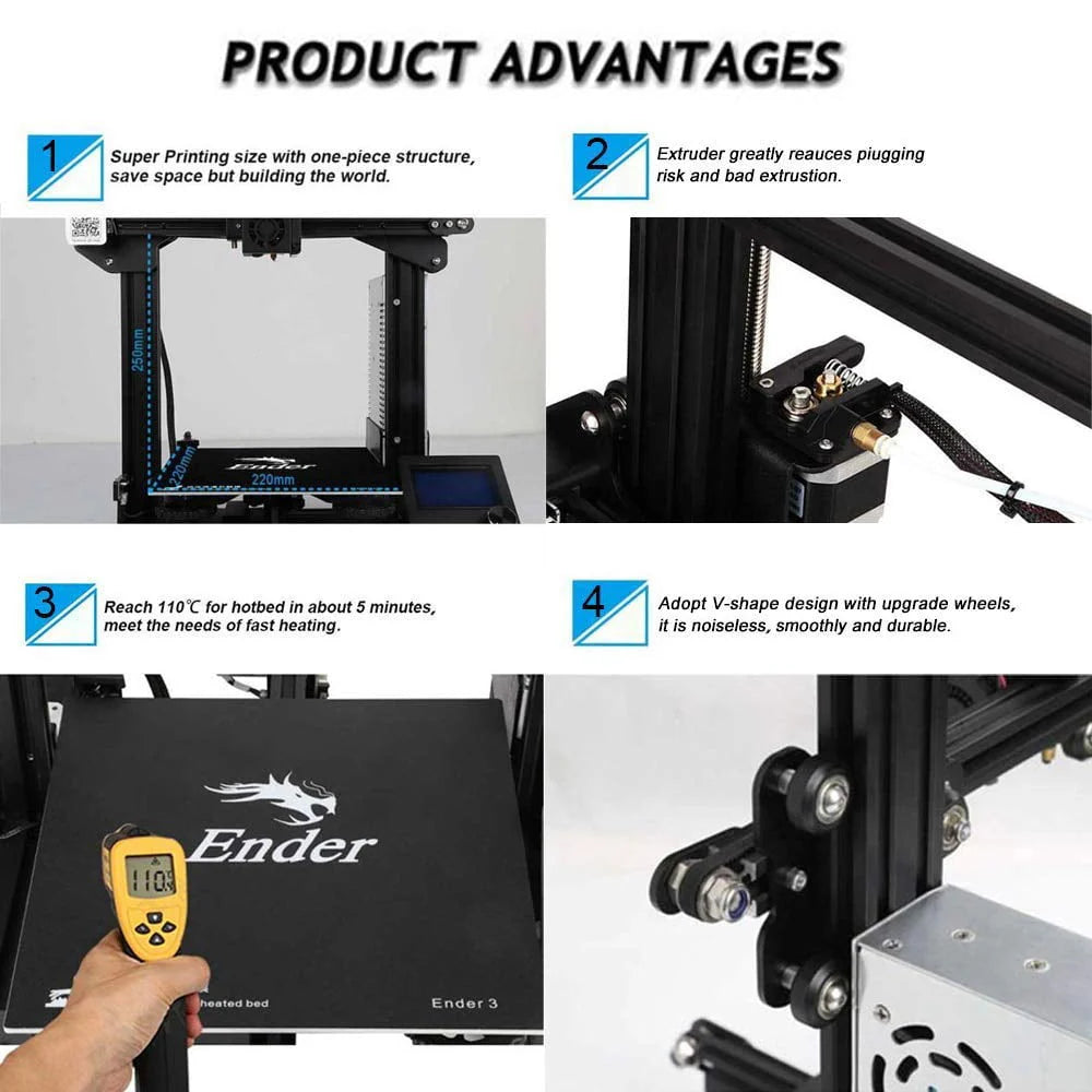 3D Printer 220x220x250mm Aluminum Black E4641