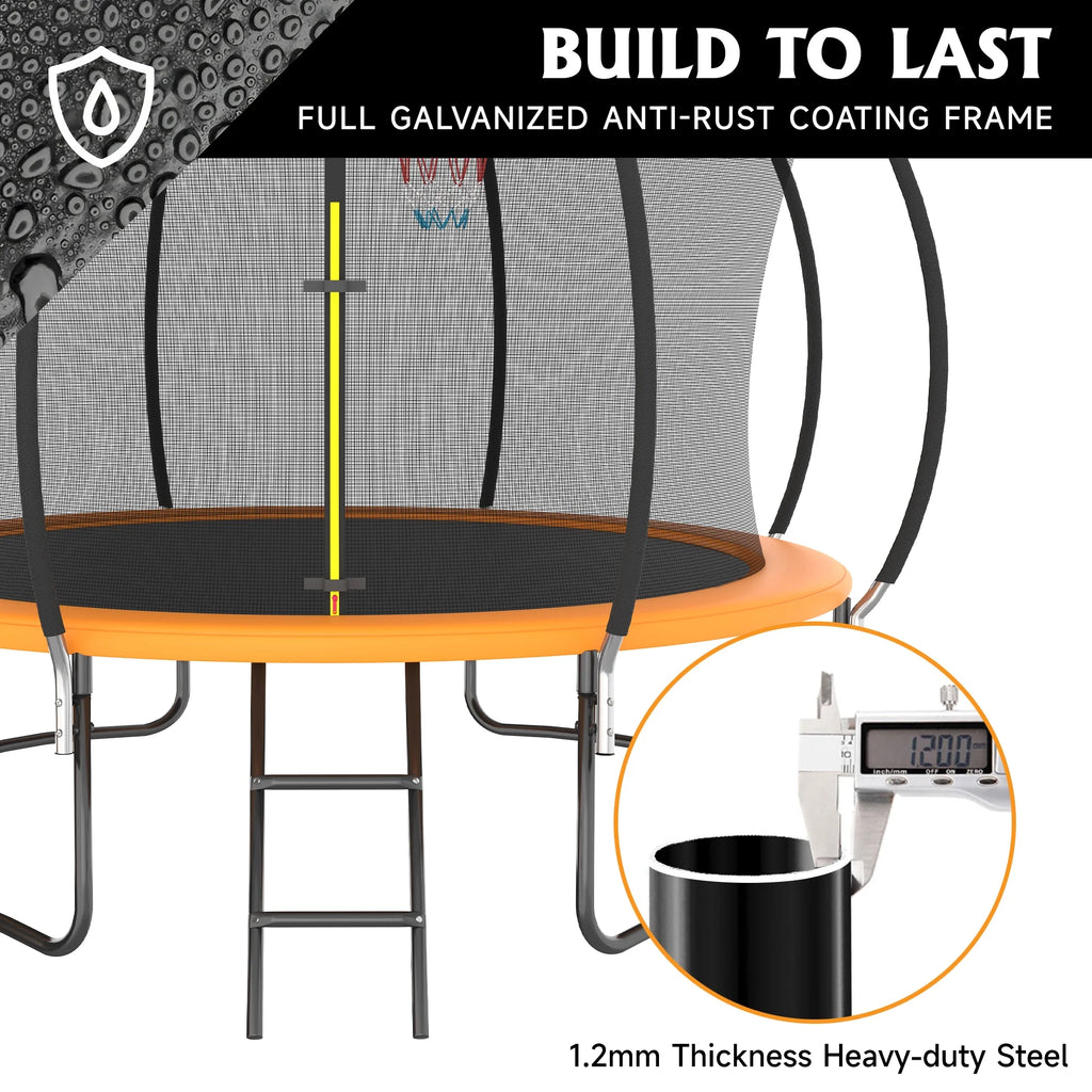 12FT Trampoline with Basketball Hoop and Safety Enclosure Net Y793