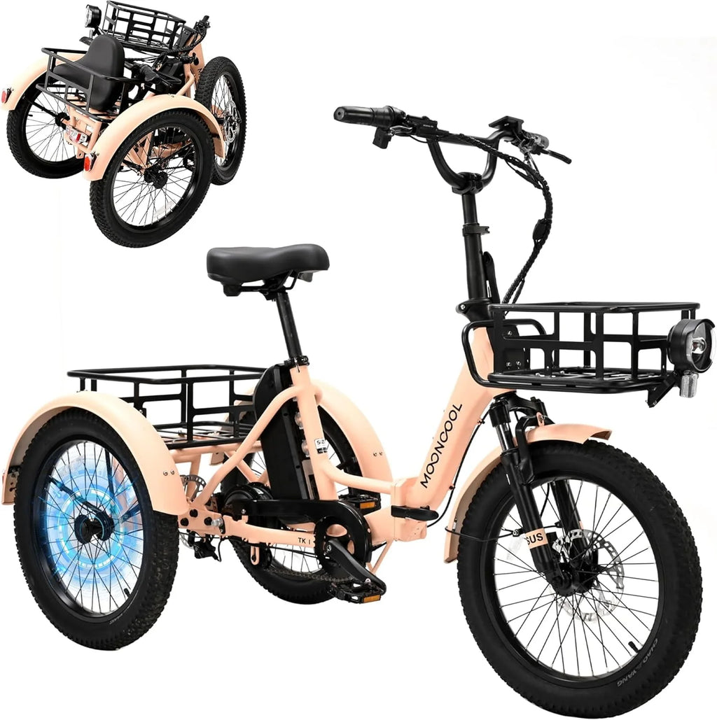 Folding Electric Tricycle 750W Motor 48V 20 Fat Tire 3 Wheel Electric Bicycle A600117