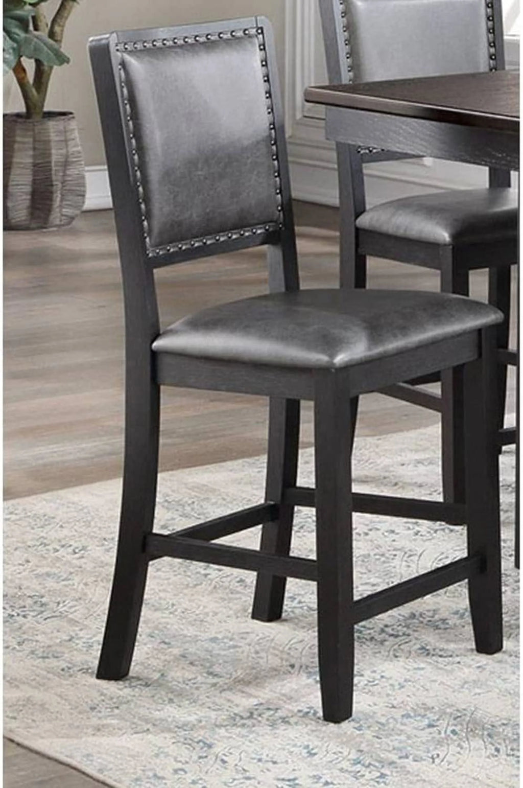 7pc Grey Counter Height Dining Table Set with 6 Chairs J1302
