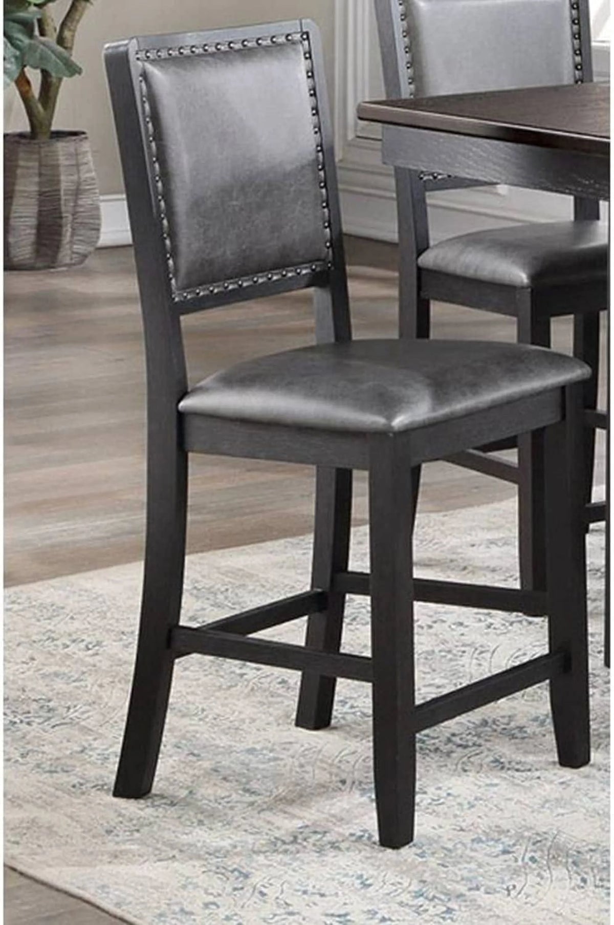 7pc Grey Counter Height Dining Table Set with 6 Chairs J1302