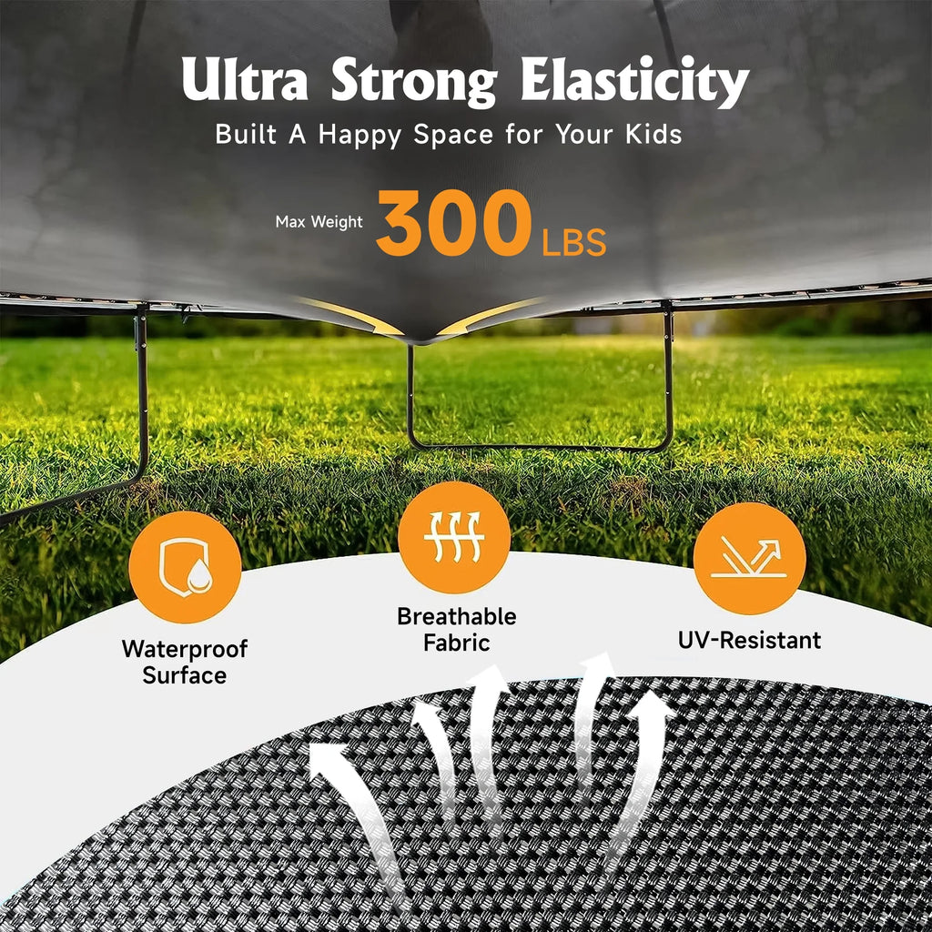 12FT Trampoline with Basketball Hoop and Safety Enclosure Net Y793