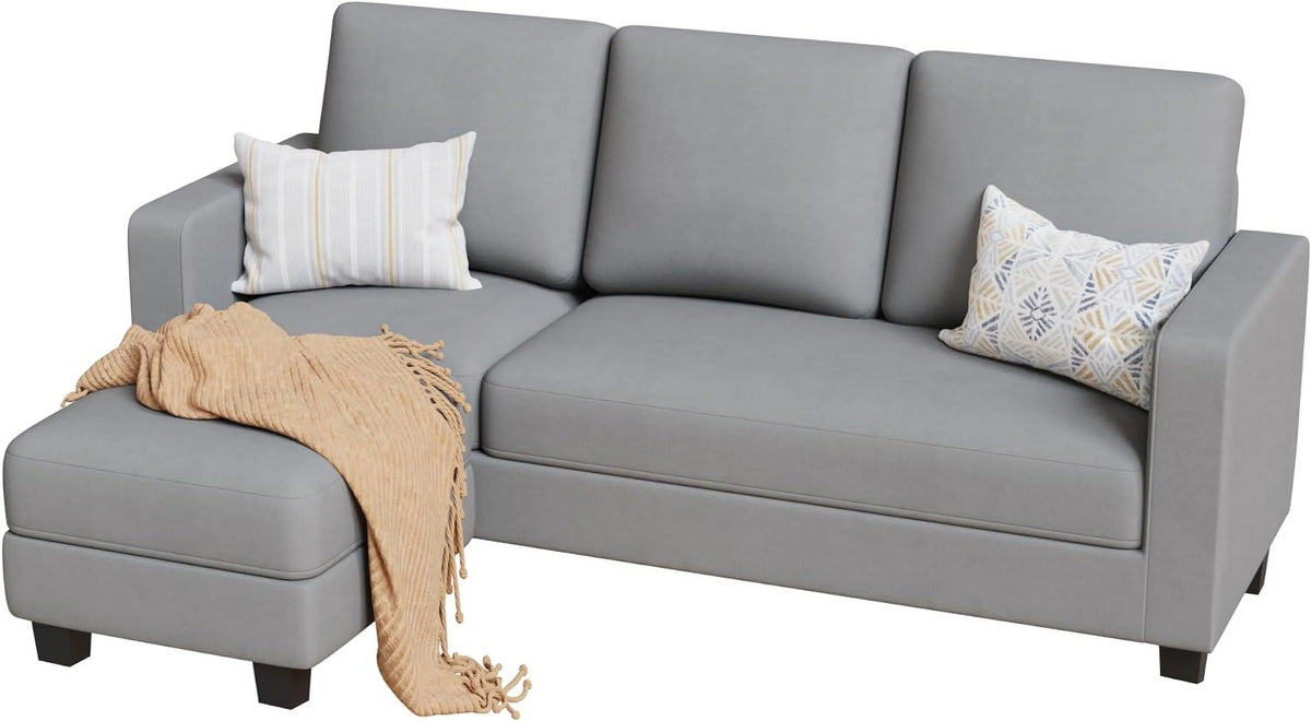 Light Gray Convertible Sectional Sofa with Ottoman R169