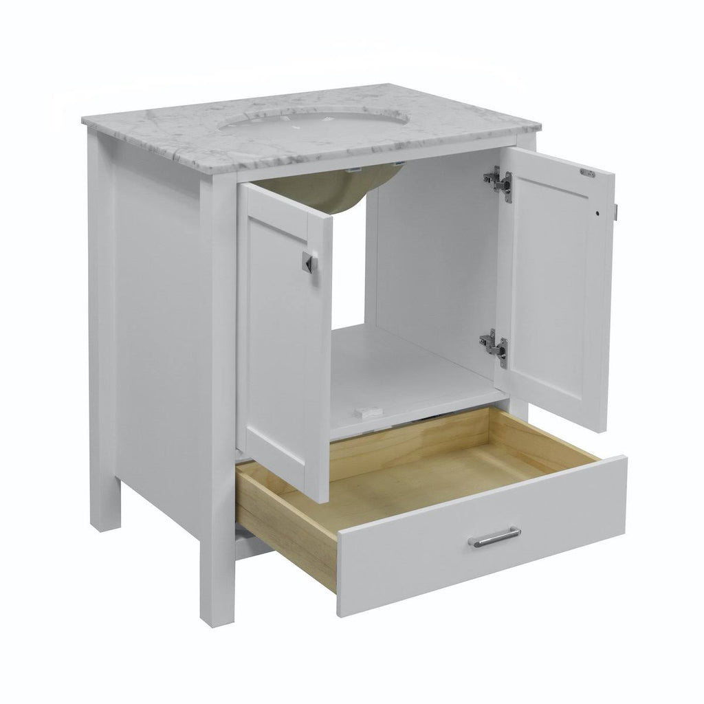 Royal Blue 30-Inch Bathroom Vanity with Marble Top A408737