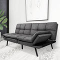 Memory Foam Futon Sofa Bed with Adjustable Armrests and Backrest, Gray P24848