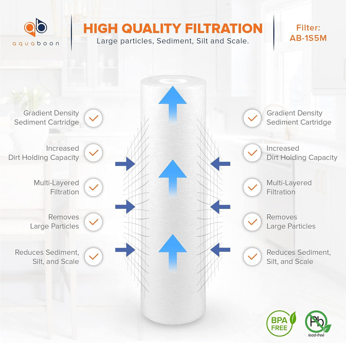 5 Micron 10 Sediment Water Filter Replacement Cartridge J735159