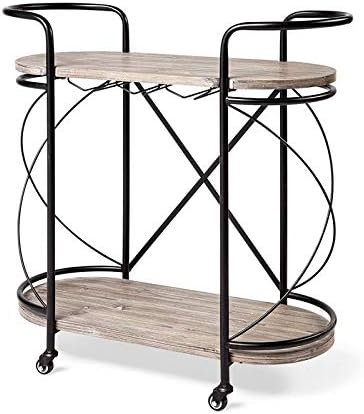 Black Two Tier Metal Bar Cart L9867
