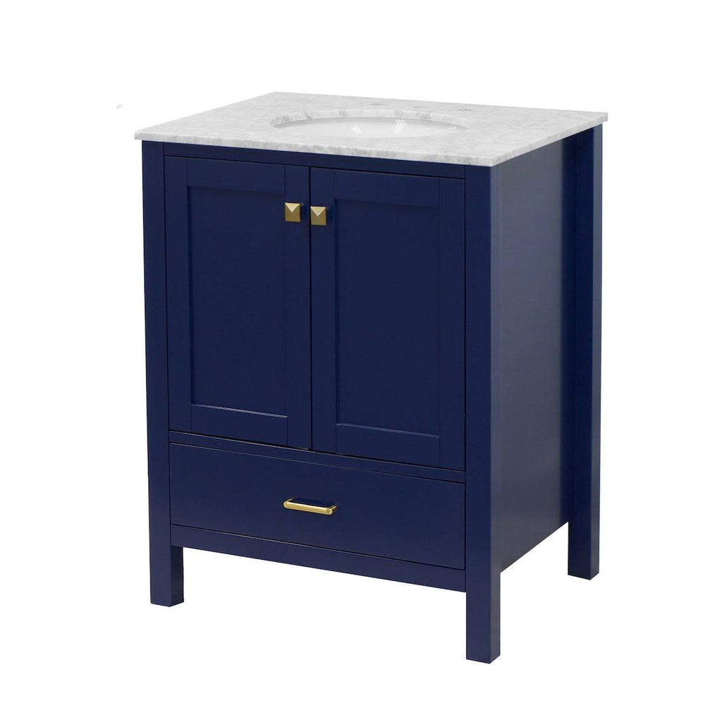 Royal Blue 30-Inch Bathroom Vanity with Marble Top A408737