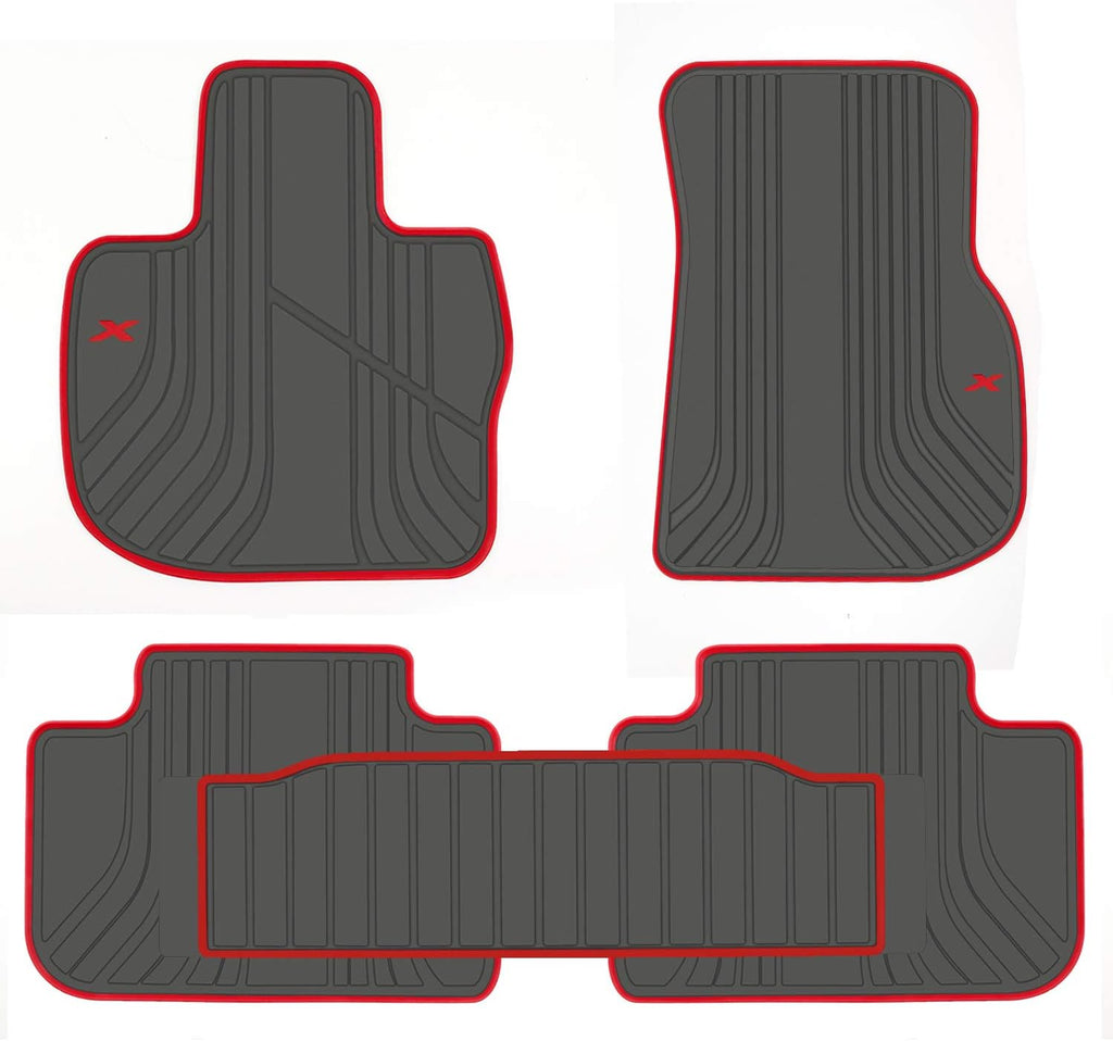 Black White Rubber Car Floor Mat Set S687061