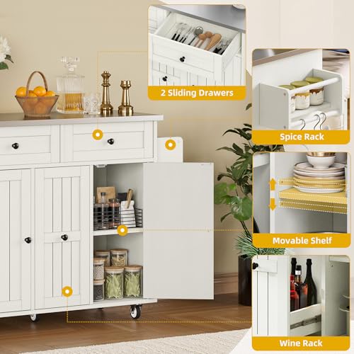 Black Kitchen Island on Wheels with Drop Leaf and Storage Cabinets Z6708