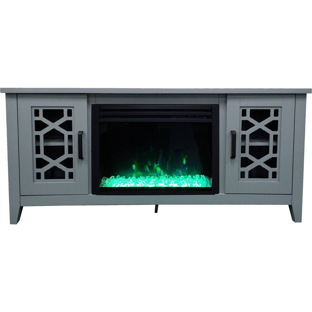 56-in. Slate Blue Electric Fireplace with Crystal Insert S3795