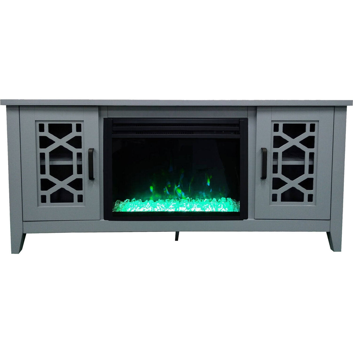 56-in. Slate Blue Electric Fireplace with Crystal Insert S3795