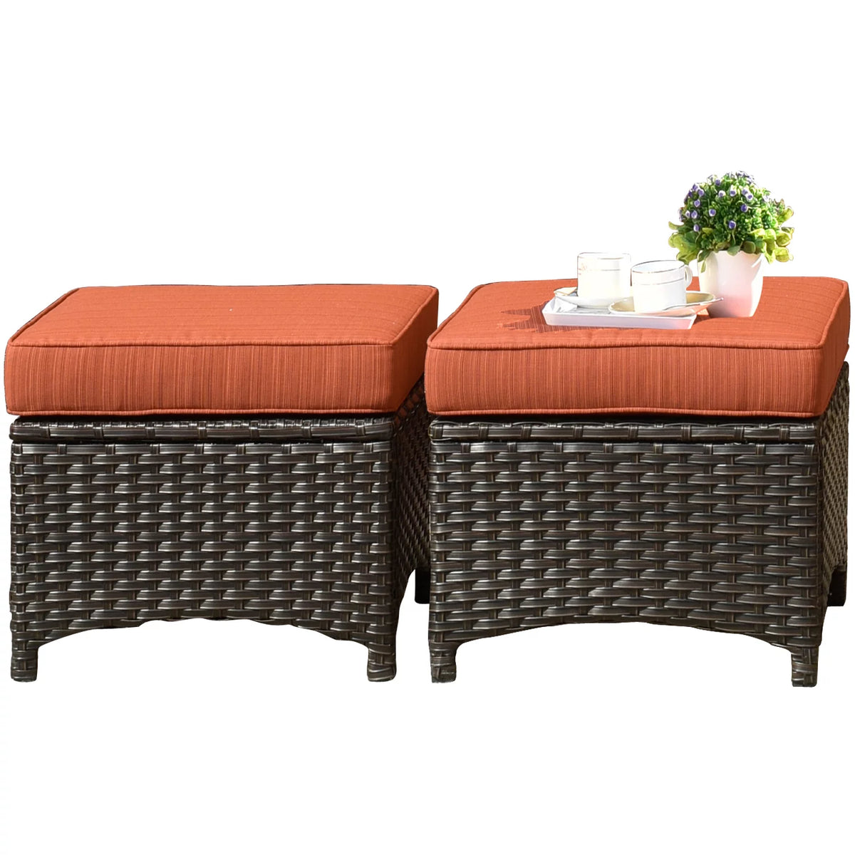 3 Pieces Wicker Patio Sectional Furniture Set with Ottoman Y441504