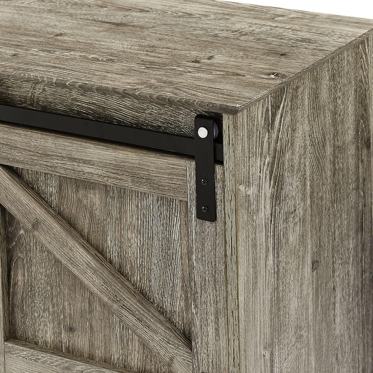2-Tier Sliding Barn Door Sideboard Cabinet O114