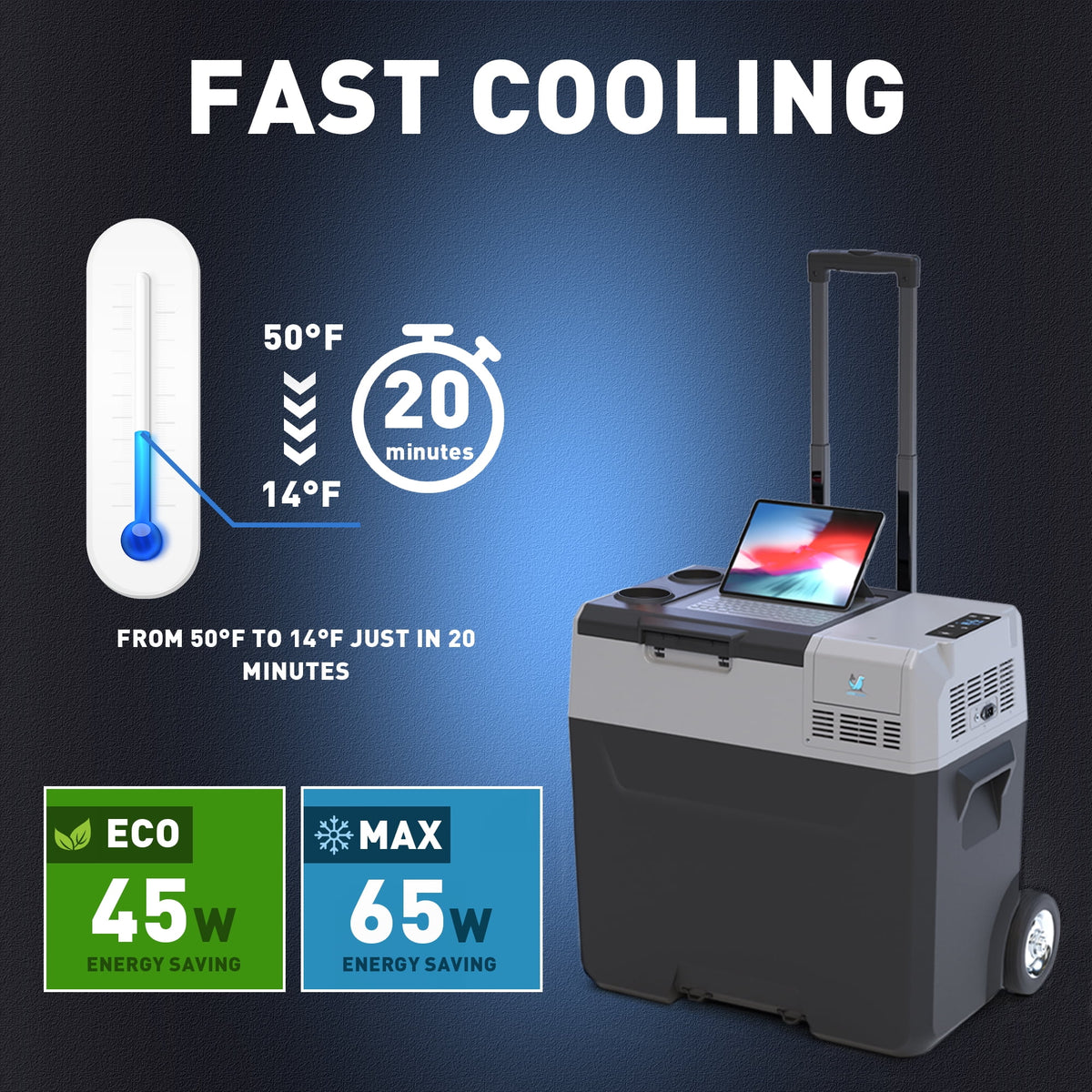Portable Refrigerator Freezer with Battery and 6'' Off-Road Wheels D48795