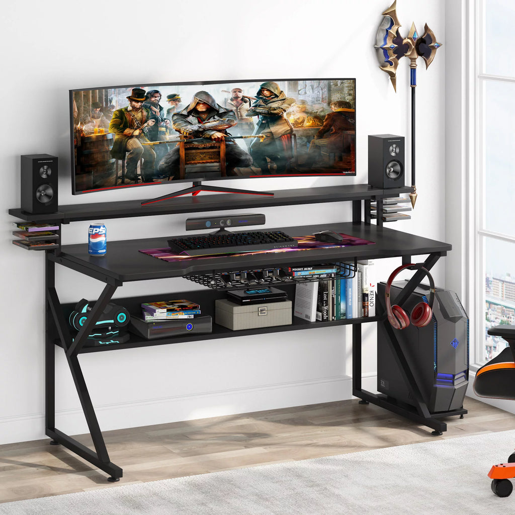 47 inches Gaming Desk with Monitor Stand O6861