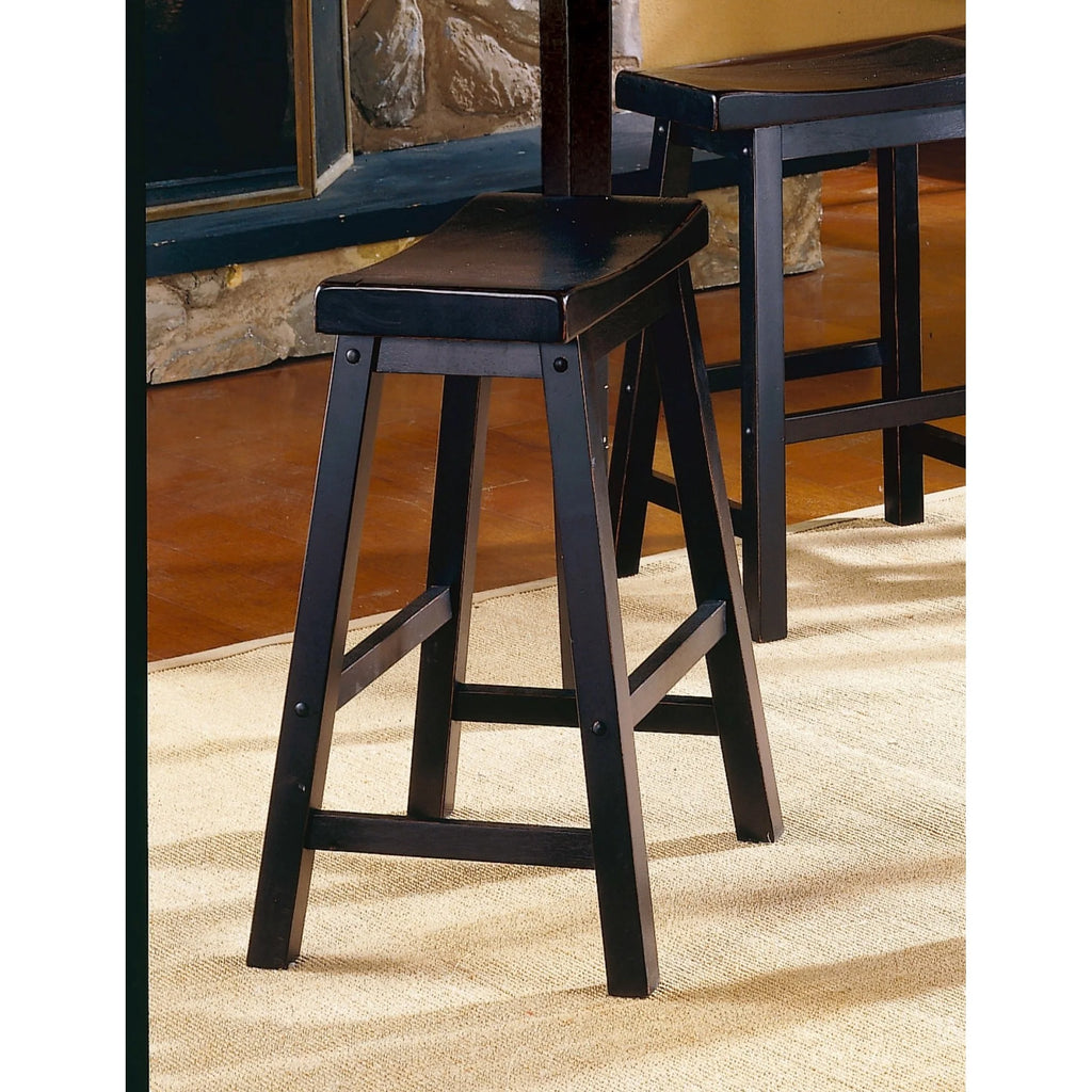 Black Solid Wood Counter Height Stools Set of 2 T2573