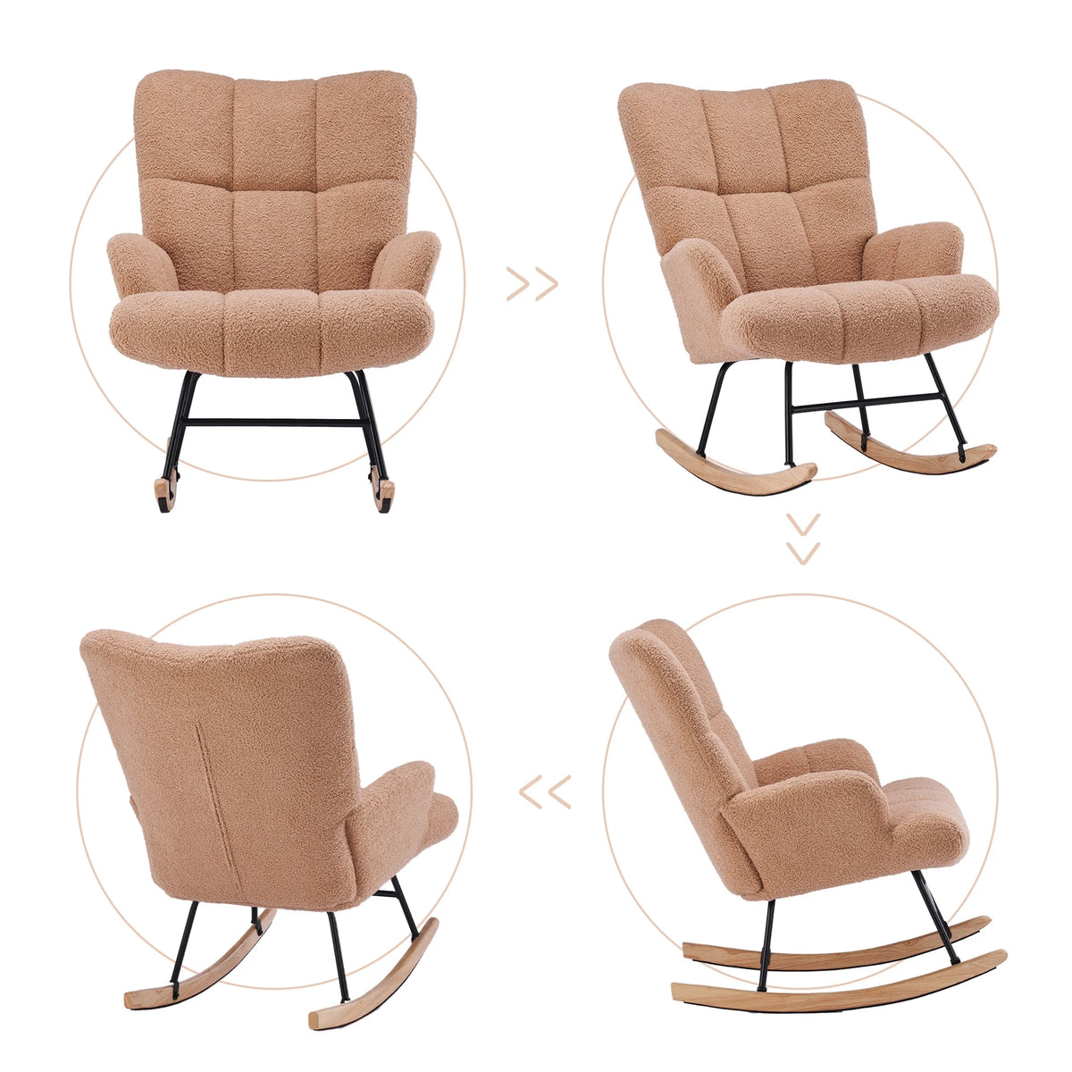 Teddy Velvet Rocking Accent Chair C9001