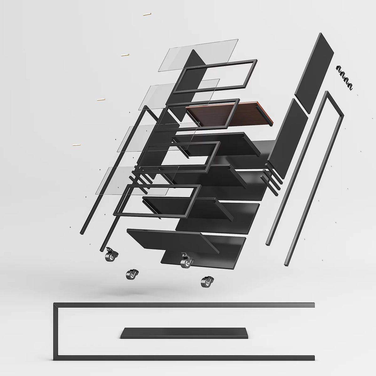 5 Tier Black Kitchen Baker's Rack with Wheels Z6931