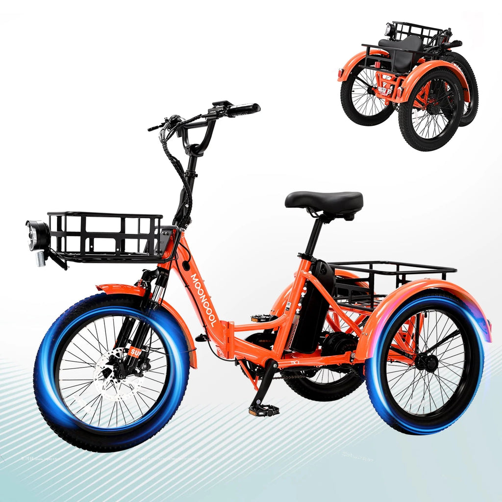 Folding Electric Tricycle 750W Motor 48V 20 Fat Tire 3 Wheel Electric Bicycle A600117