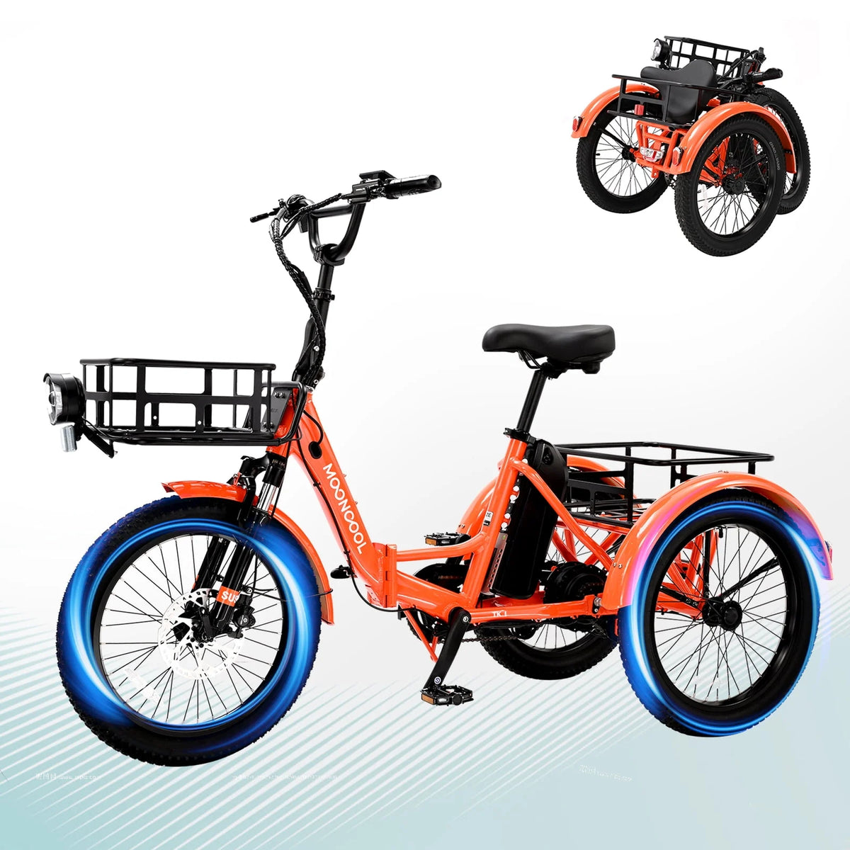 Folding Electric Tricycle 750W Motor 48V 20 Fat Tire 3 Wheel Electric Bicycle A600117