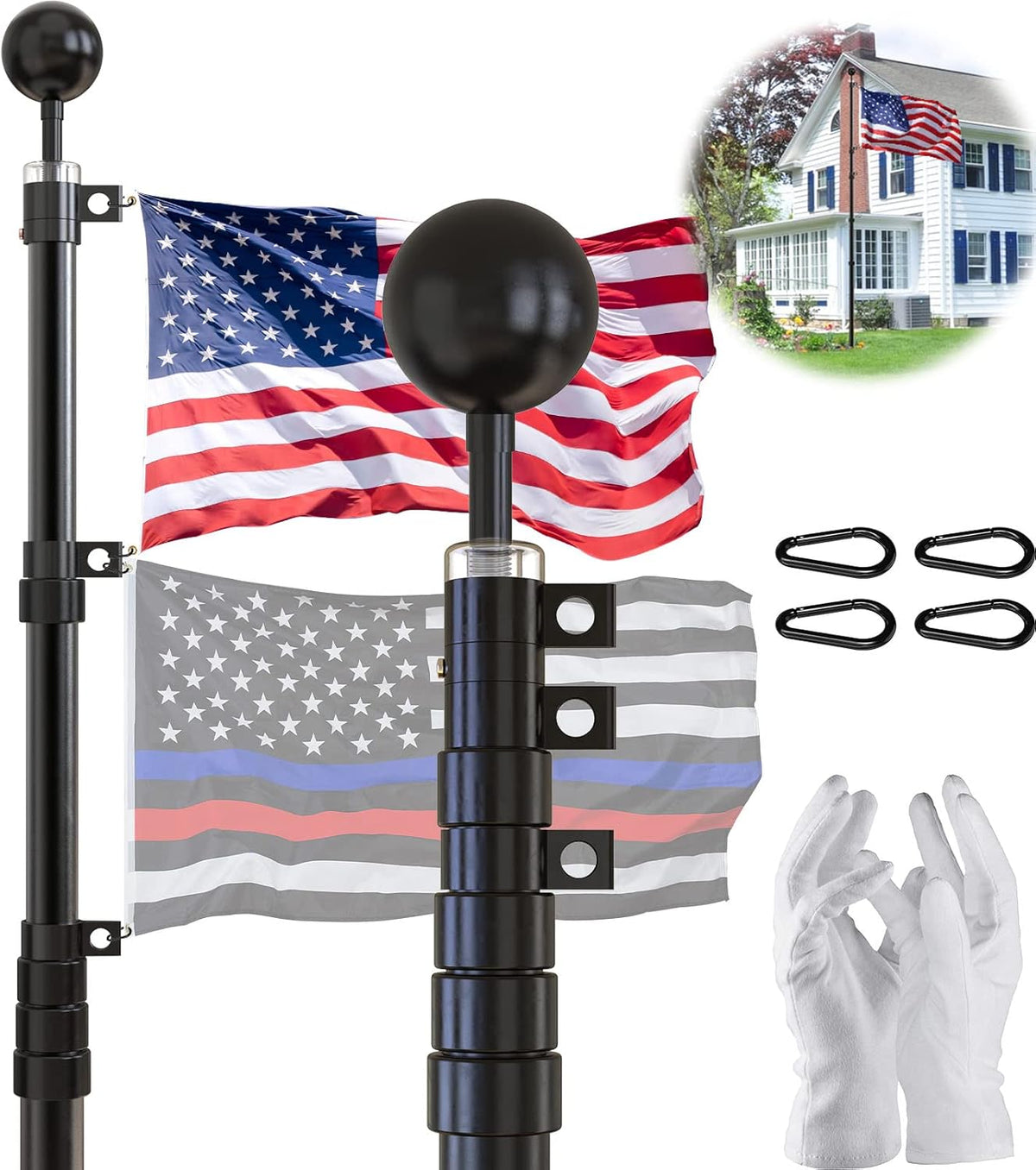 25FT Telescoping Heavy Duty Flag Pole Z7304