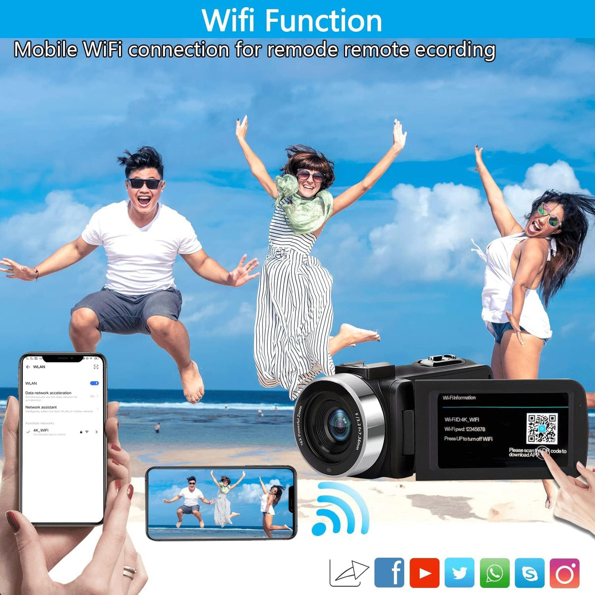 4K Camcorder 48MP 18X Digital Zoom Autofocus Camera B1101