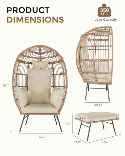 Oversize Wicker Egg Chair with Ottoman T270