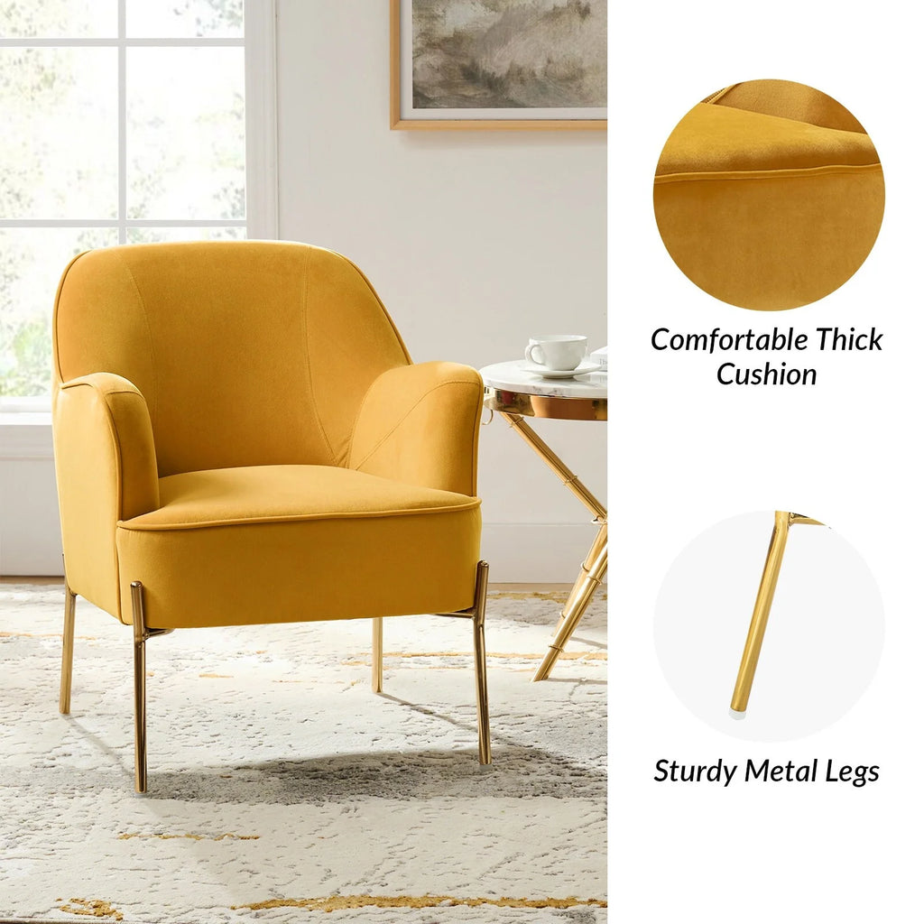 Velvet Accent Chair with Golden Legs Set of 2 C22168