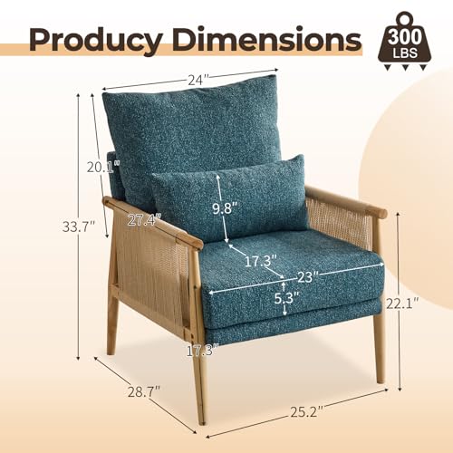 Green Chenille Accent Chair with Lumbar Pillow E598