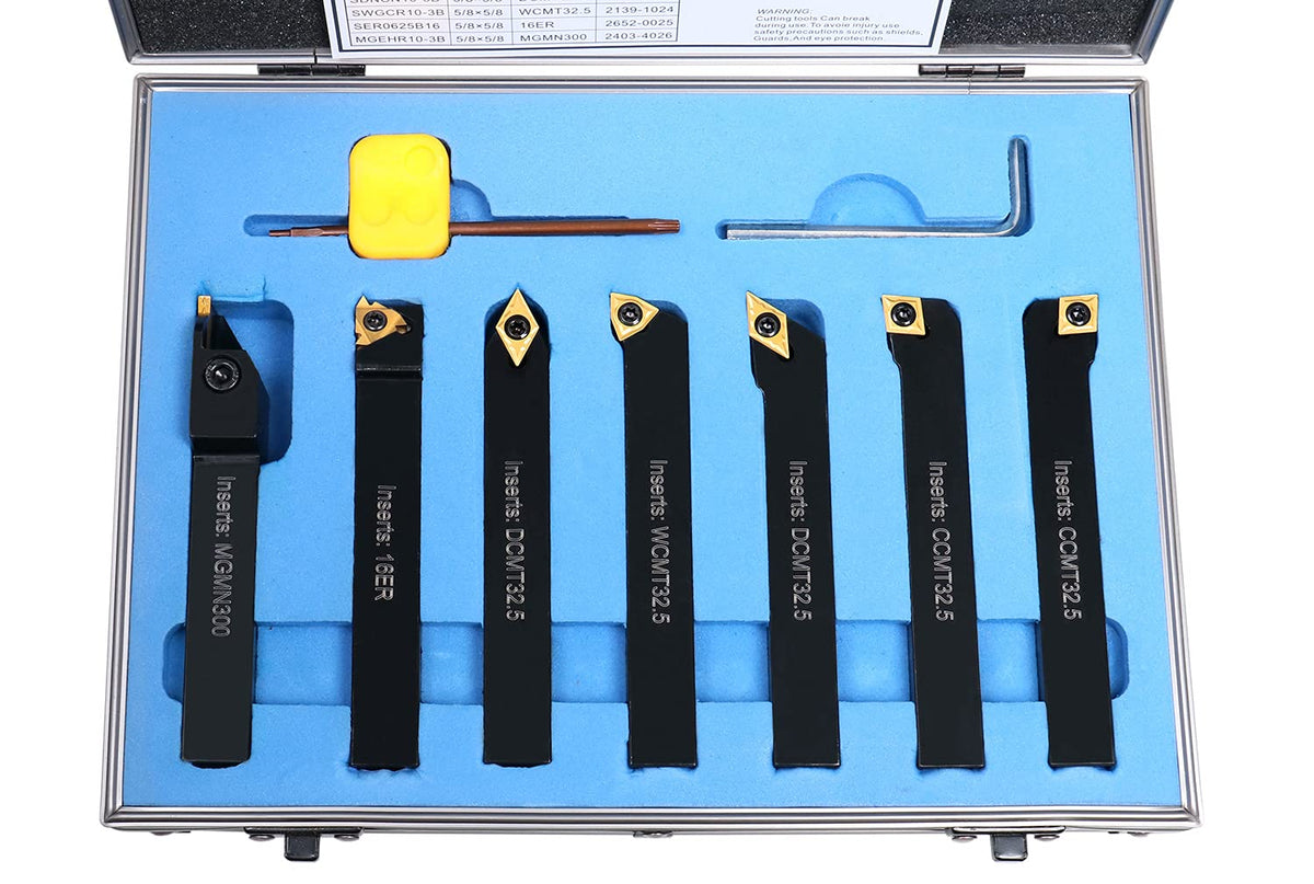 5/8'' Shank 7 Pc Indexable Carbide Turning Tool Set I267