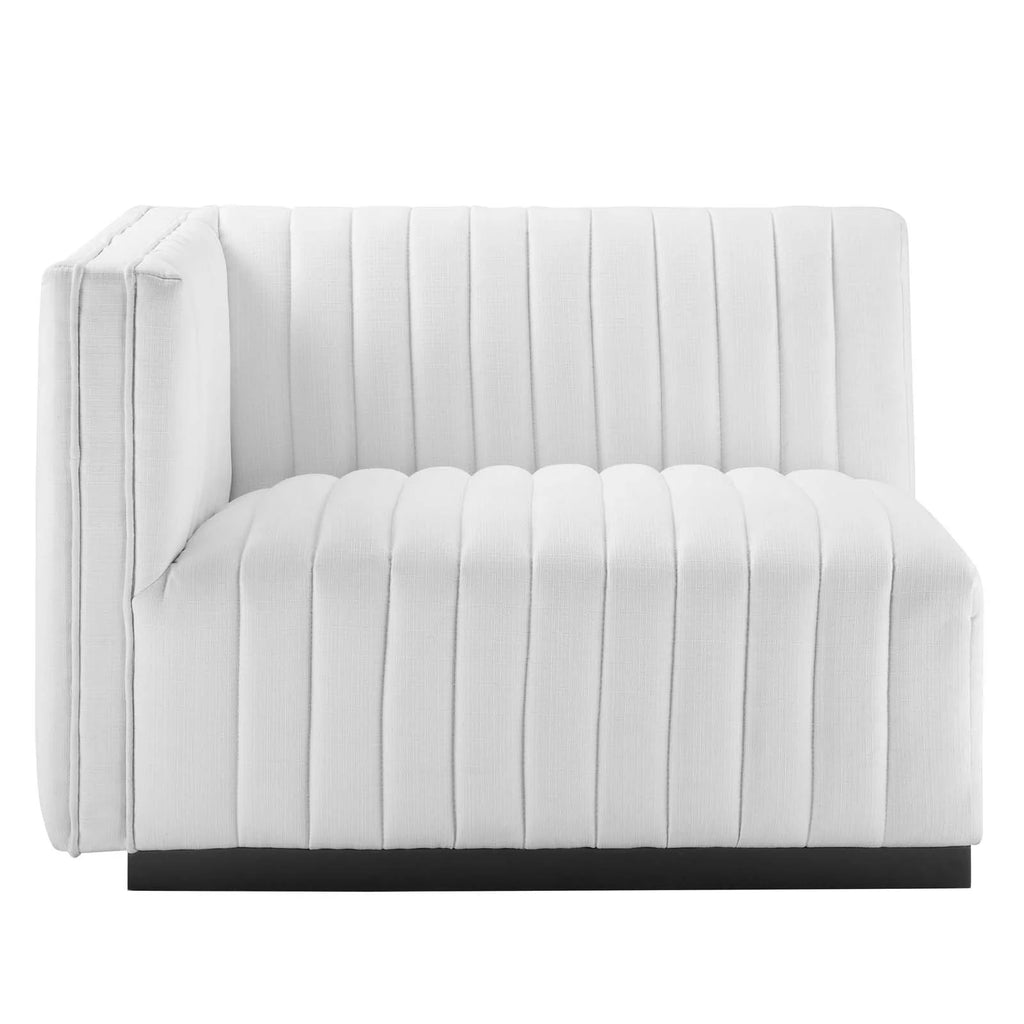 4-Piece L-Shaped Channel Tufted Fabric Sectional O6379