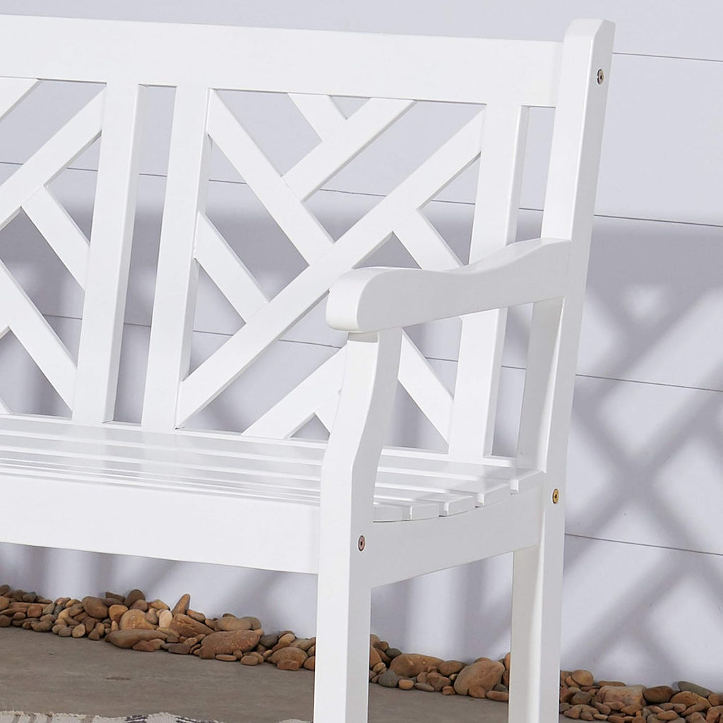 White Acacia Wooden Bench A22079