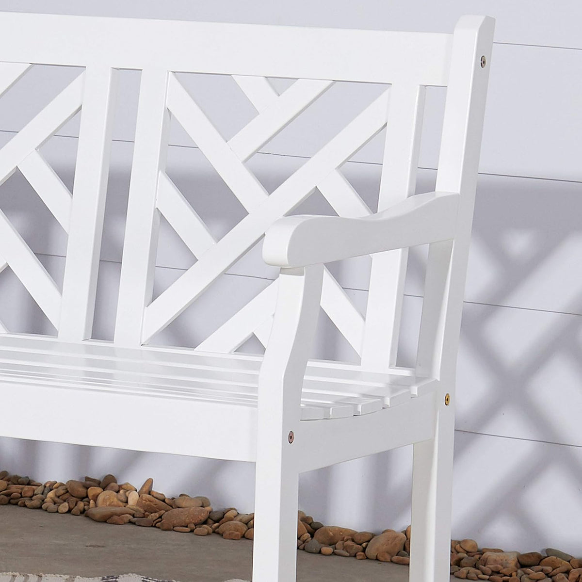 White Acacia Wooden Bench A22079