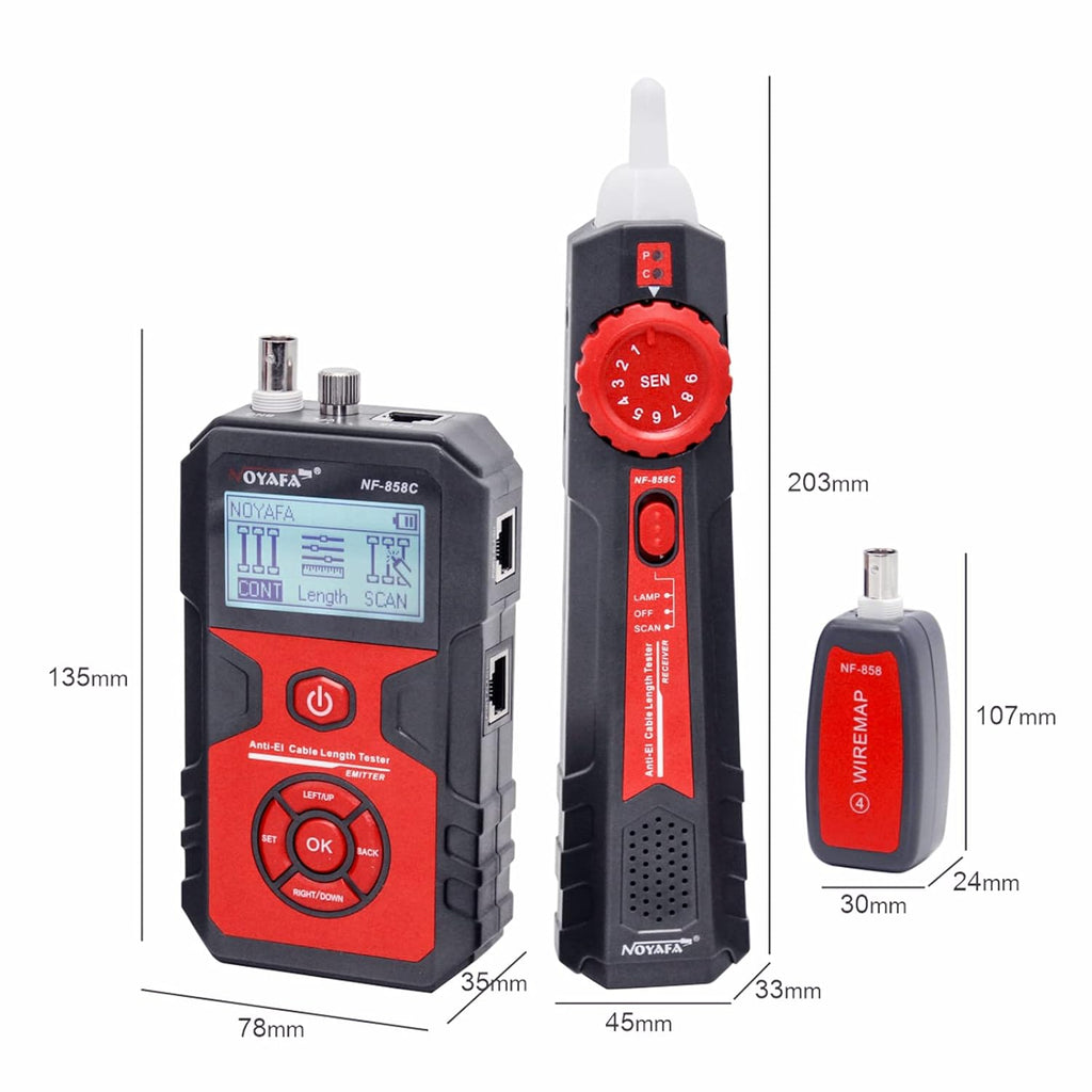 LCD Network Tester, RJ11 RJ45 Coax Cable Tester with VFL and POE E325