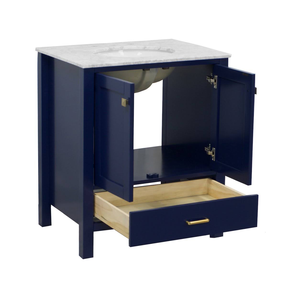 Royal Blue 30-Inch Bathroom Vanity with Marble Top A408737