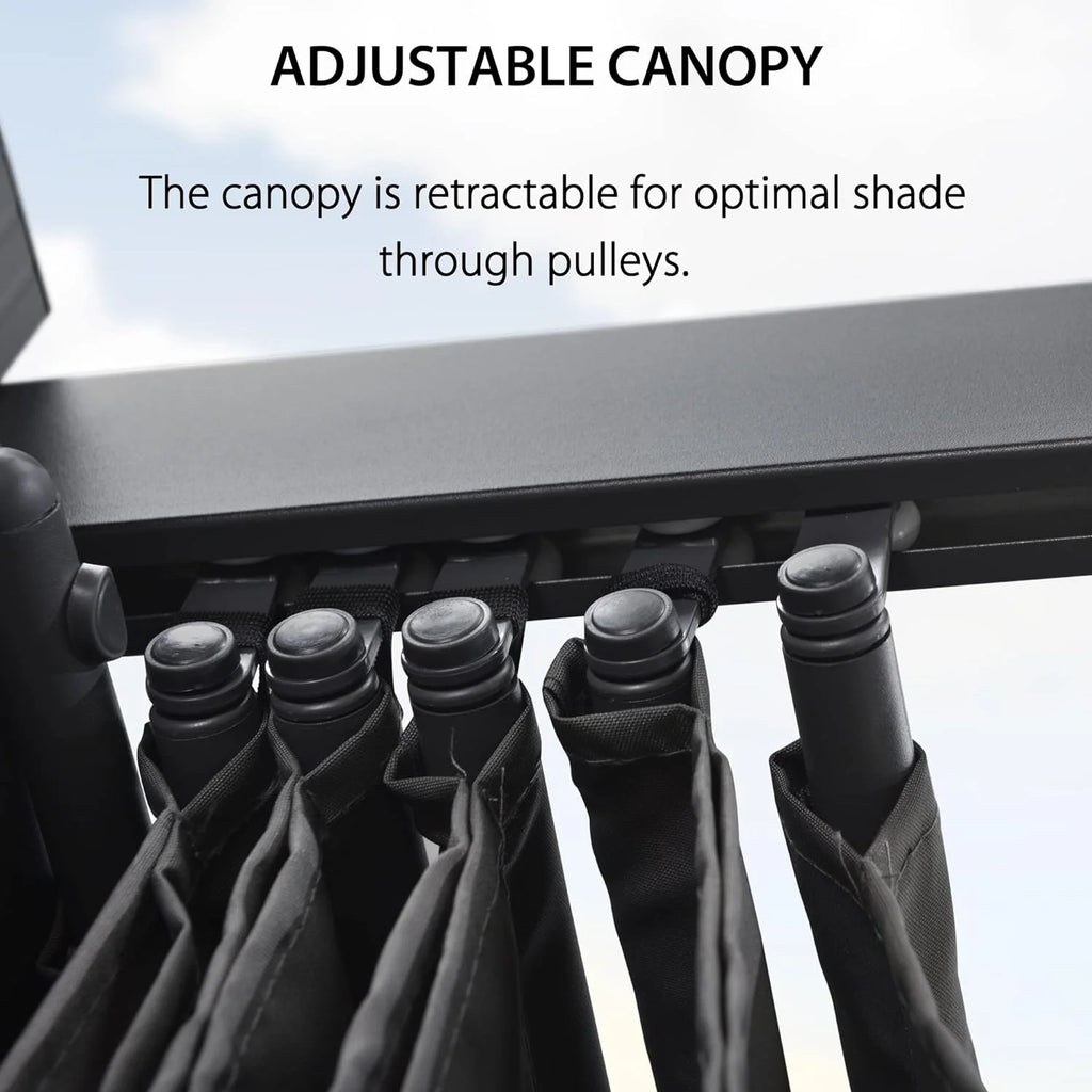 12' X 16' Outdoor Retractable Aluminum Pergola with Canopy X5873