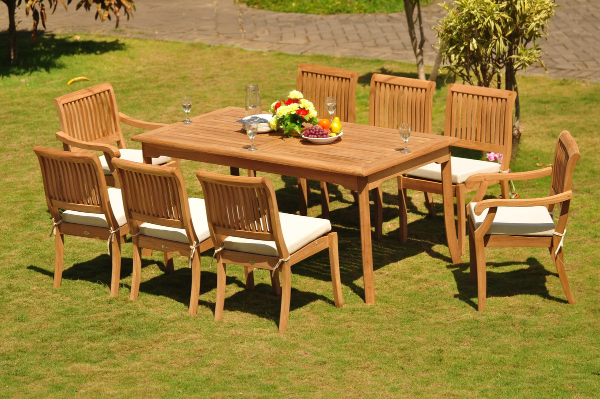 9 Pc Grade-A Teak Wood 8 Seater Dining Set P495