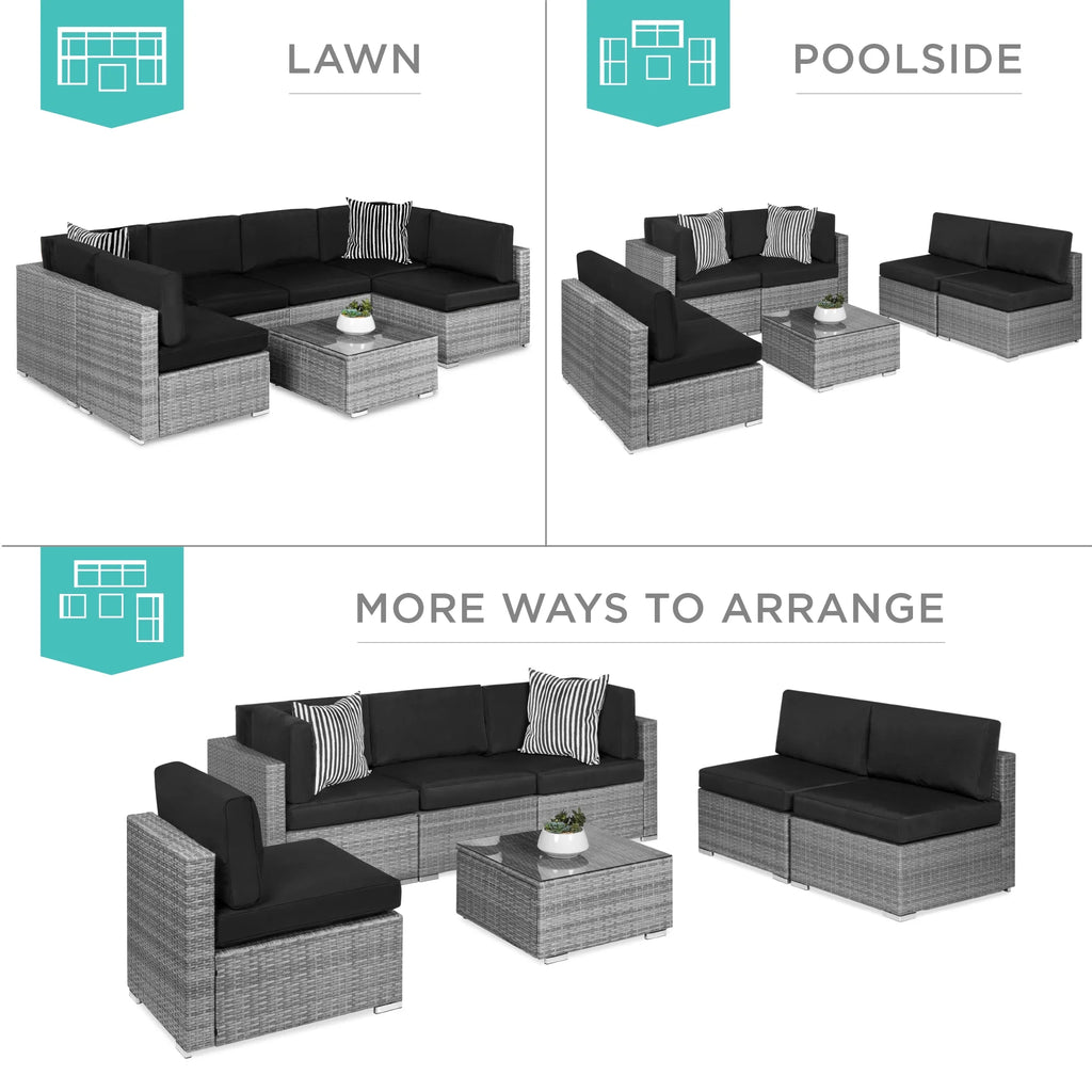 7 Piece Modular Outdoor Wicker Sectional Sofa R81825