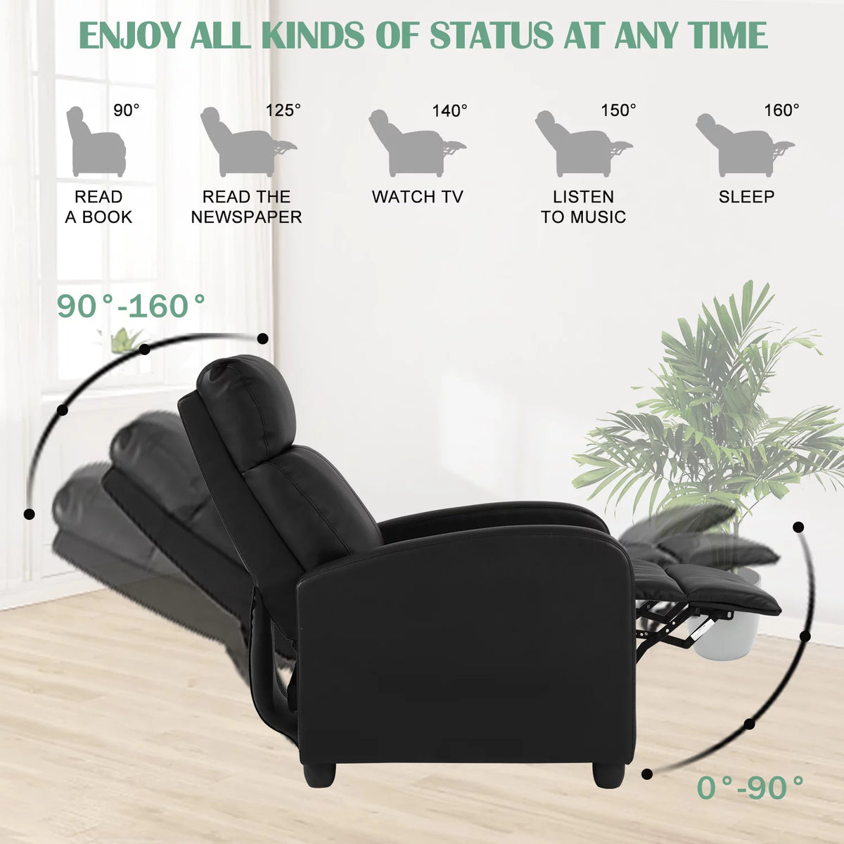Adjustable PU Leather Recliner Chair with Massage N6973
